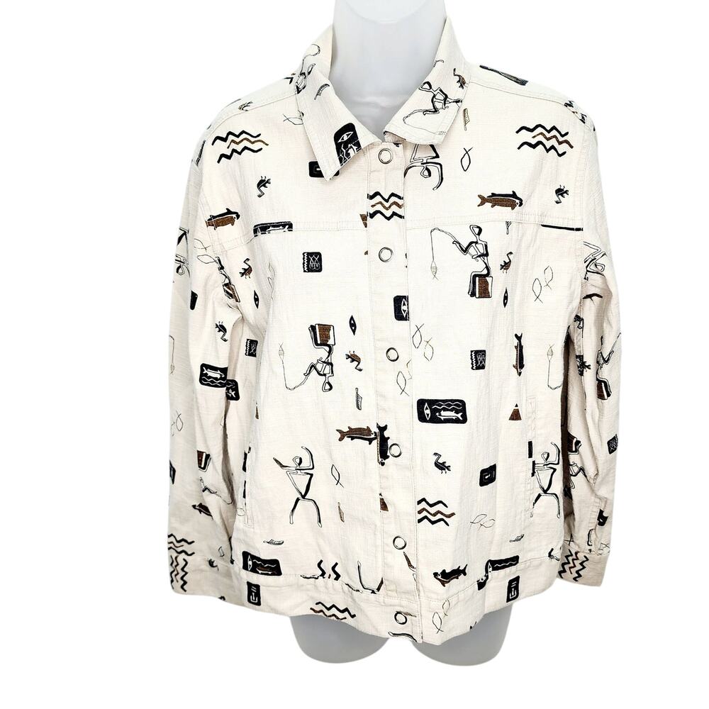 Chico's 80s/90s Vintage Print Button Down Jacket Medium Artsy Abstract Jacket